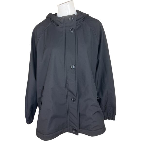 Dennis Basso V-Luxe Black Coat Hooded Zip Button Vent Adjustable 2X Outerwear - Picture 1 of 14